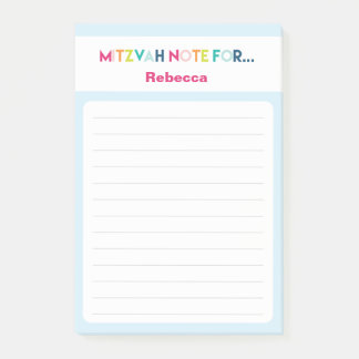 Light Blue Mitzvah Note: 4x6 Sticky Pad Post-it Notes