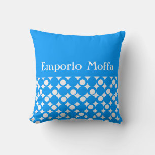 Light Blue Mod Ball Design @ Emporio Moffa w/text Throw Pillow