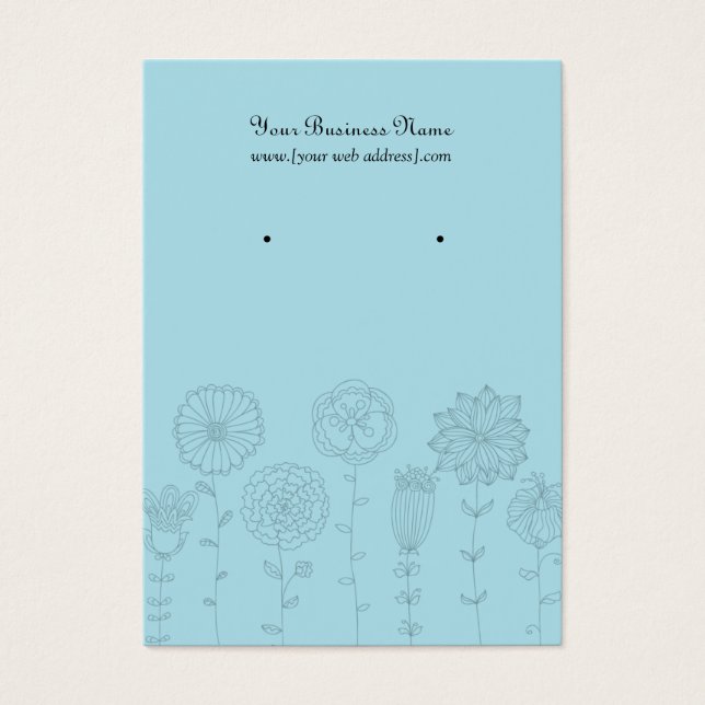 Light Blue Mod Flowers Custom Earring Card (Front)