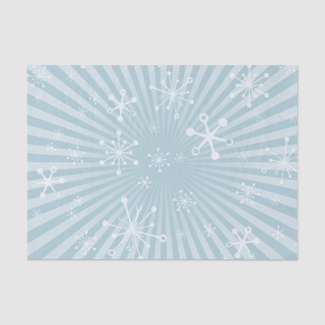 Light Blue Modern Snowflakes Tissue Paper (Front)