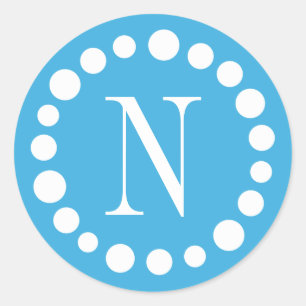 Light Blue Monogram Stickers
