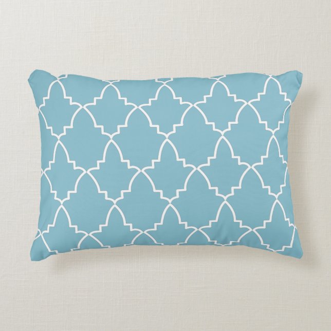 Light Blue Moroccan Lattice Pattern  Accent Pillow (Front)