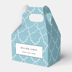 Light Blue Moroccan Lattice Pattern Favor Box