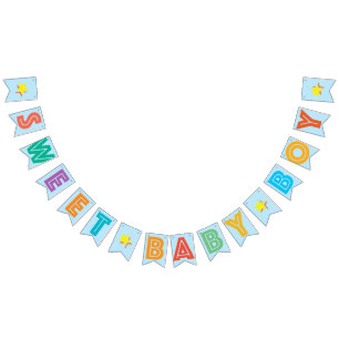 LIGHT BLUE MULTICOLORED ☆ SWEET BABY BOY ☆ SIG BUNTING FLAGS