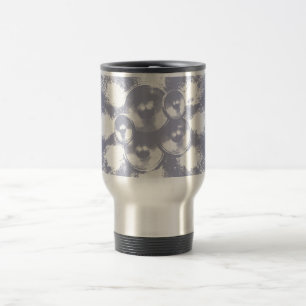 Light blue music speakers travel mug