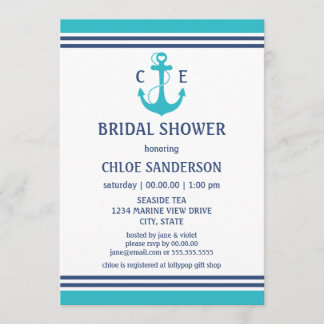 Light Blue Nautical Bridal Shower Invitations