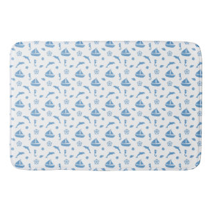 Light Blue Nautical Design Bath Mat Bathroom