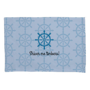 Light Blue Nautical Ship's Wheel Pillowcase