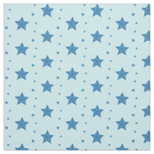 Light Blue Nautical Star Cotton Fabric by the Yard