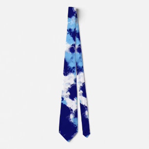 Light Blue, Navy and White Abstract Tie