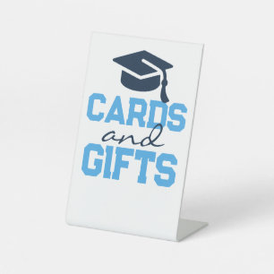 Light Blue & Navy Cards & Gifts Graduation Table Pedestal Sign