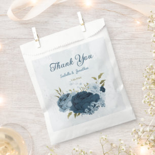 light blue navy flowers wedding favour bag