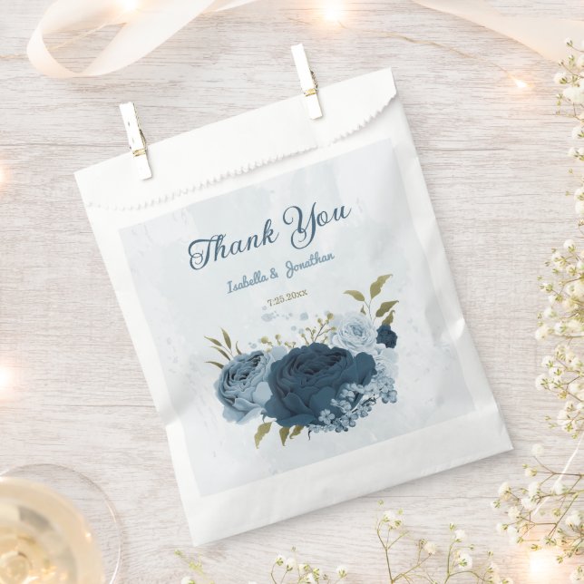 light blue navy flowers wedding  favour bag (Clipped)