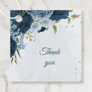 light blue navy flowers wedding favour tags