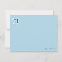Light Blue & Navy Stacked Initials Elegant