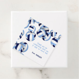 light blue navy volleyballs kids birthday party favour tags