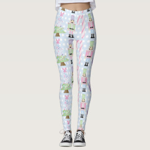 Light Blue Nutcracker Candy Cane Leggings