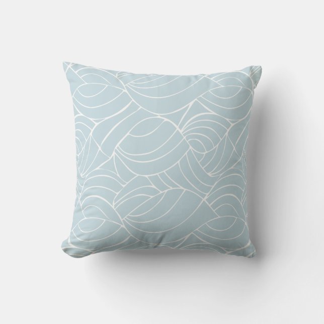 Light Blue Ocean Waves Throw Pillow (Front)