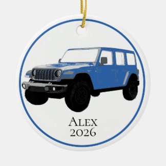 Light Blue Off-Road Utility Vehicle 7 slot grille Ceramic Ornament