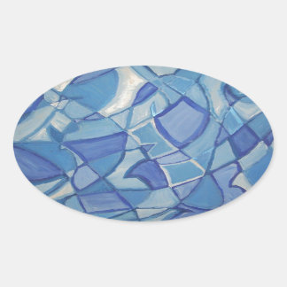 Light Blue Original Abstract Artwork Kara Willis Oval Sticker
