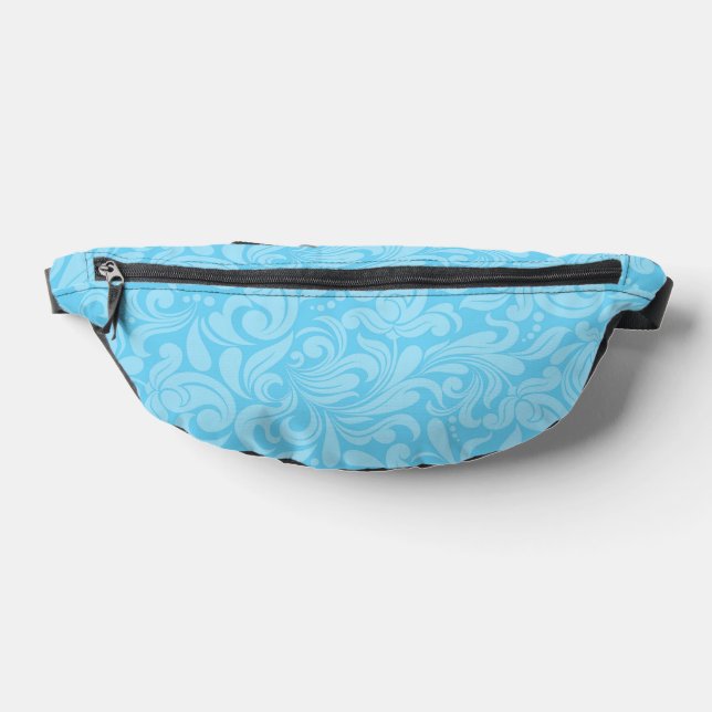 LIGHT BLUE ORNATE FLOURISH PATTERNS FANNY PACK (Lay Down)