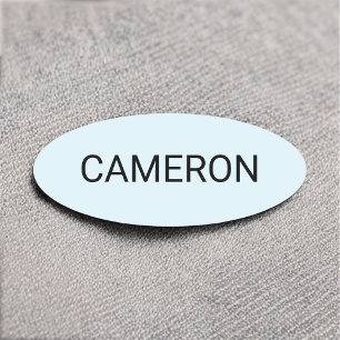 Light Blue Oval Name Tag Pin or Magnetic 3 inch