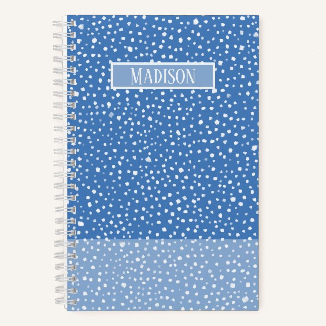 Light Blue Painted Smudge Dot Pattern Personalized Notebook (Front)
