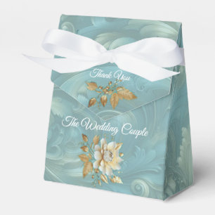 Light Blue-Palette on a Bronze Gold Barogue design Favor Box