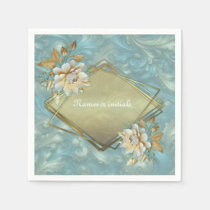 Light Blue-Palette on a Bronze Gold Barogue design Napkin