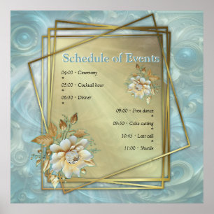 Light Blue-Palette on a Bronze Gold Barogue design Poster