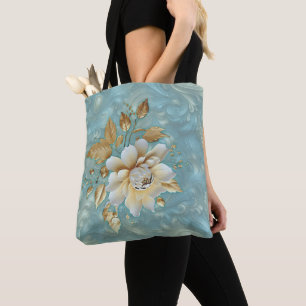 Light Blue-Palette on a Bronze Gold Barogue design Tote Bag
