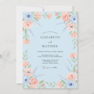 Light Blue Pastel Meadow Wedding Invitation