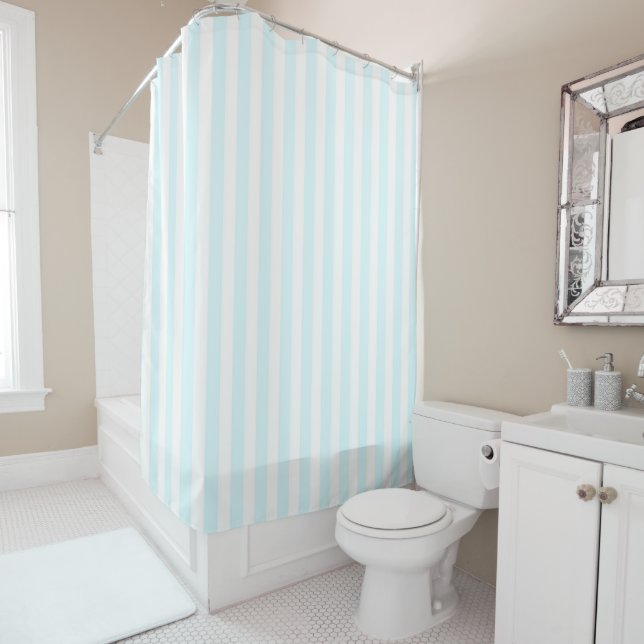 Light Blue Pastel Stripes Pattern Nautical Modern  (In Situ)