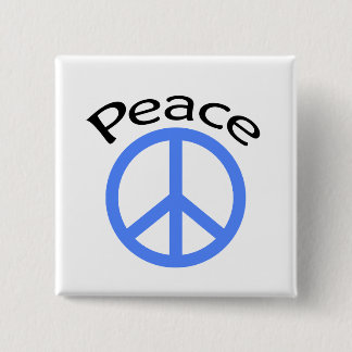Light Blue Peace & Word 2 Inch Square Button