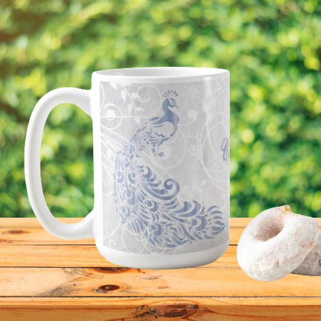 Light Blue Peacock Personalized Coffee Mug (Light Blue Peacock Personalized Coffee Mug)