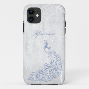 Light Blue Peacock Personalized iPhone 11 Case