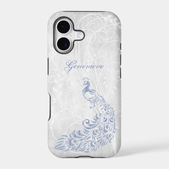 Light Blue Peacock Personalized iPhone 11 Case (Back)