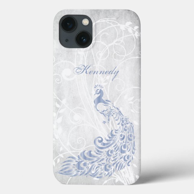 Light Blue Peacock Personalized iPhone X case (Back)