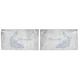 Light Blue Peacock Personalized Pillowcases
