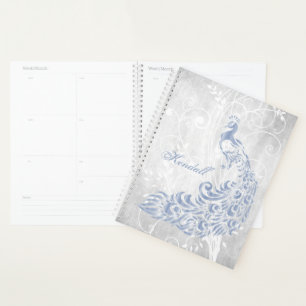 Light Blue Peacock Personalized Planner
