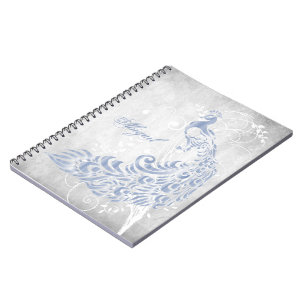 Light Blue Peacock Personalized Spiral Notebook