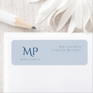 Light Blue Personalized Monogram Return Address