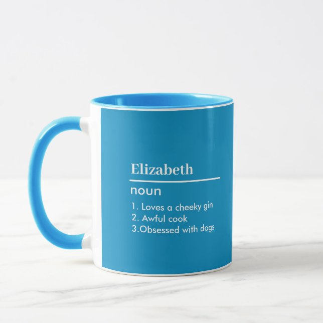 Light Blue  Personalized Name Definition Mug (Left)