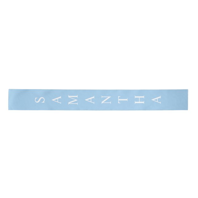 Light Blue Personalized Vertical Name  Satin Ribbon (Front)