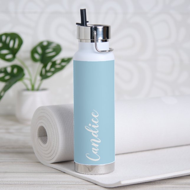 Light Blue Personalized Wedding Bridesmaid Water Bottle (Yoga)