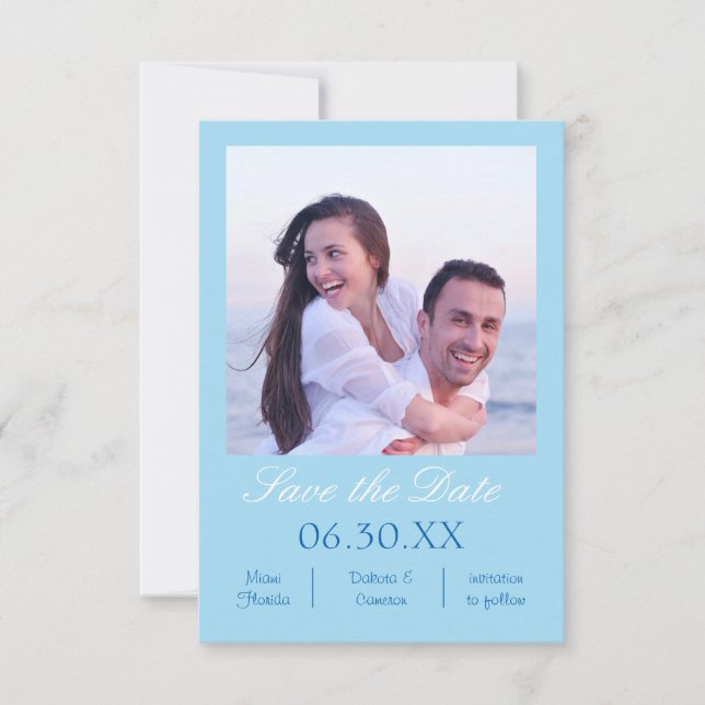 Light Blue Photo Vertical - 3x5 Save the Date (Front)
