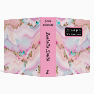 Light Blue Pink Agate Marble Popular Collection Binder