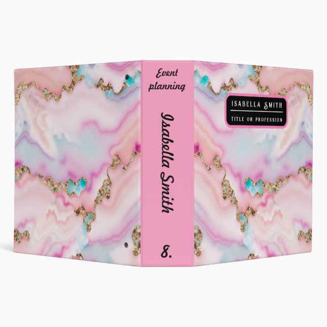 Light Blue Pink Agate Marble Popular Collection Binder (Background)