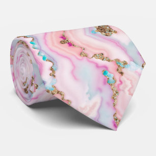 Light Blue Pink Agate Marble Popular Collection Tie