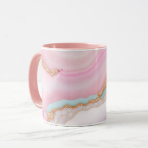 Light Blue Pink Agate Marble Trendy Collection Mug